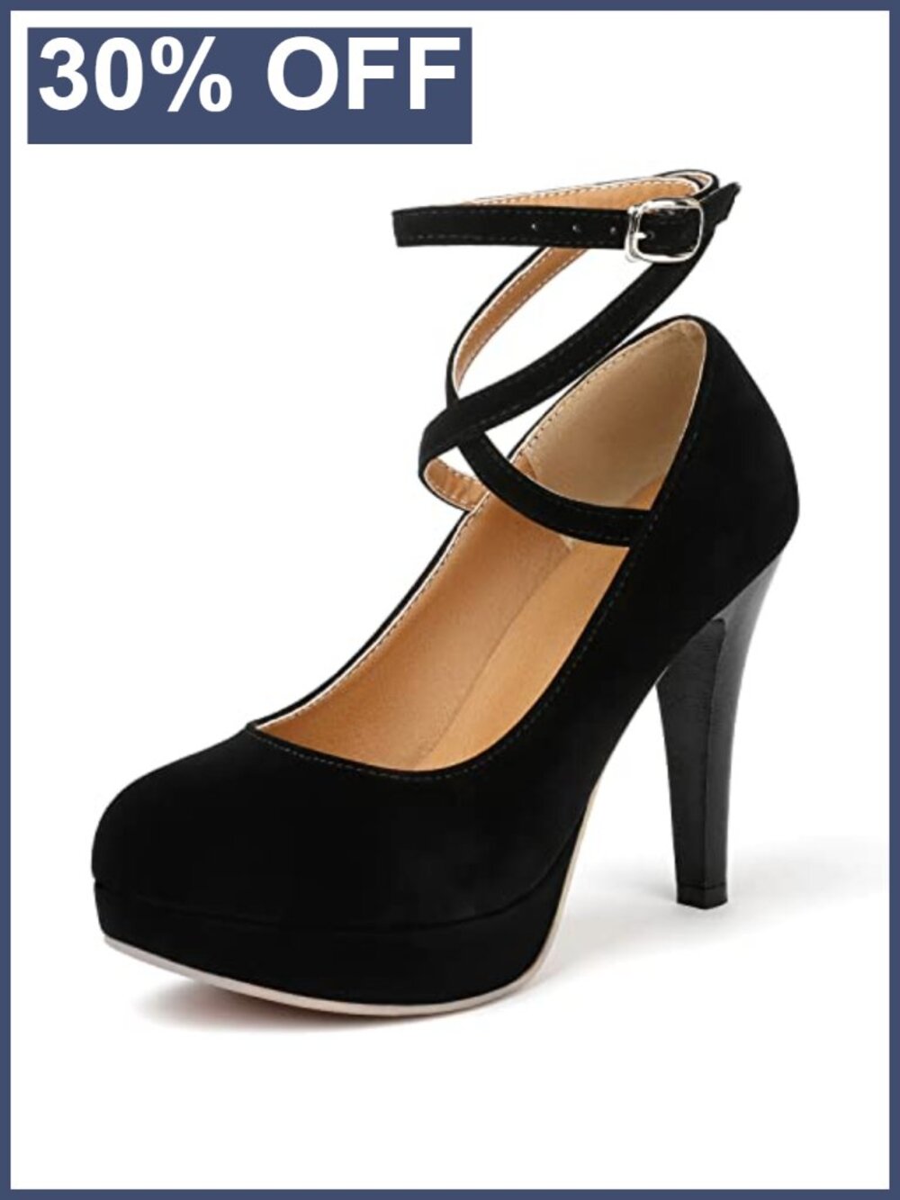 Platform Pumps High Heeled Shoes with 4 Inch Heel and Ankle Strap for Women